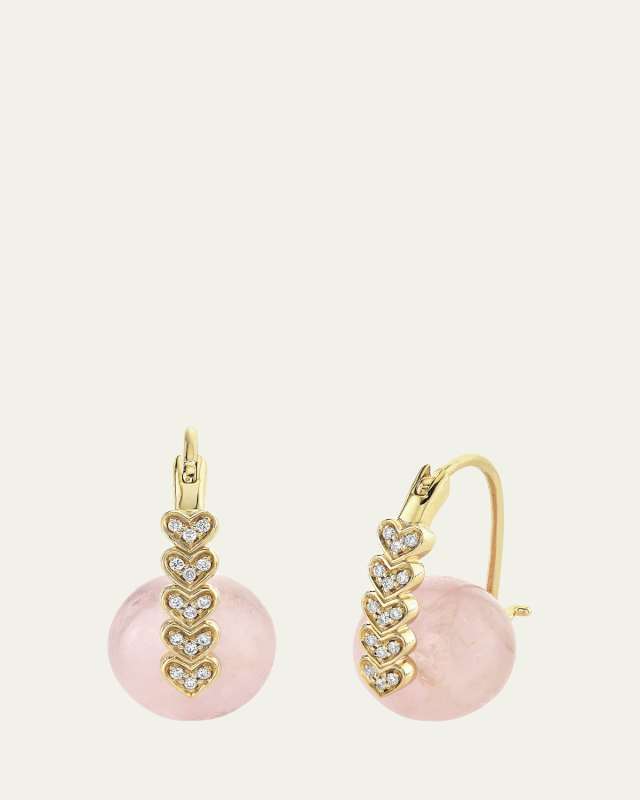 14K Gold & Diamond Heart Morganite Earrings